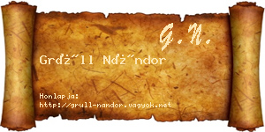 Grüll Nándor névjegykártya